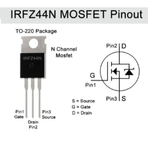 Pines IRFZ44N MOSFET CANAL N 55V 49A 